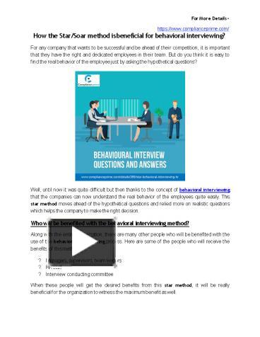How the Star/Soar method is beneficial for behavioral interviewing ...