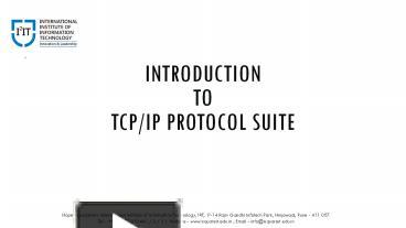 PPT – Introduction To TCP/IP Protocol Suite - Electronics and ...