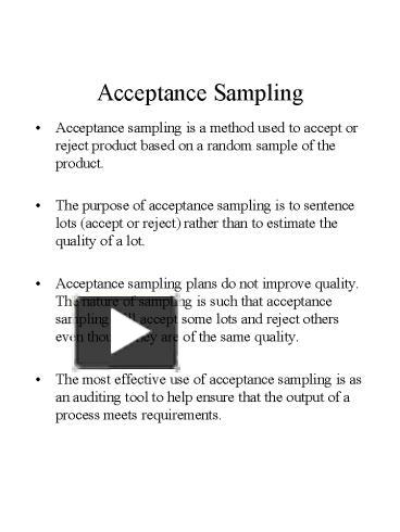 PPT – Acceptance Sampling PowerPoint presentation | free to view - id ...