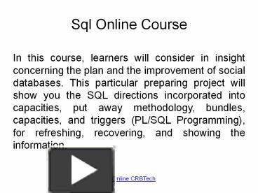 PPT – Sql Online Course | Best PL Sql Certification PowerPoint ...