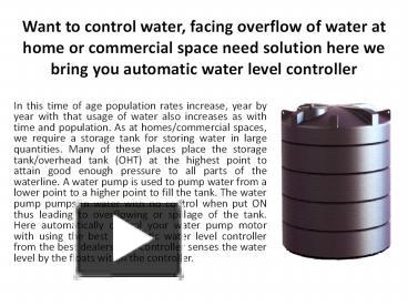 Automatic Water Level Controller presentation | free to download