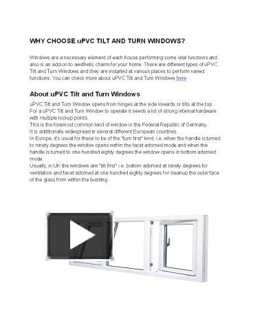 Why Choose uPVC Tilt And Turn Windows? - Usha Fenesta (1) presentation ...
