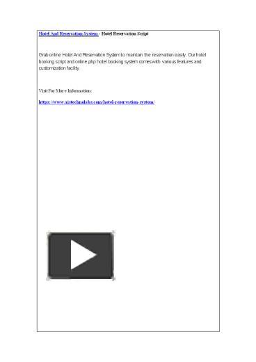 Hotel And Reservation System - Hotel Reservation Script presentation ...