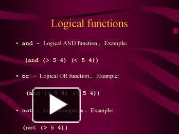 PPT – Logical functions PowerPoint presentation | free to view - id ...