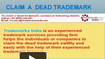 Claim A Dead Trademark Presentation Free To Download