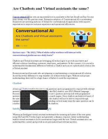 Are Chatbots and Virtual Assistants Same presentation | free to download