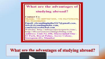 PPT – What Are the Advantages of Studying Abroad PowerPoint ...