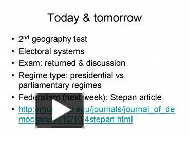 PPT – Today PowerPoint presentation | free to view - id: 8ffe0-ZmVjN