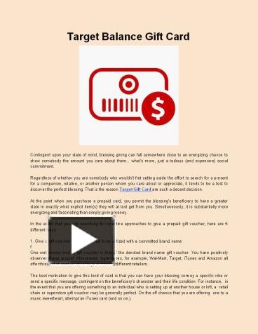 PPT – Target Balance Gift Card PowerPoint presentation | free to ...