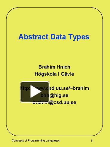 Abstract Data Types presentation | free to view