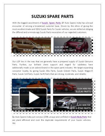 PPT – Best Suzuki Spare Parts PowerPoint presentation | free to ...