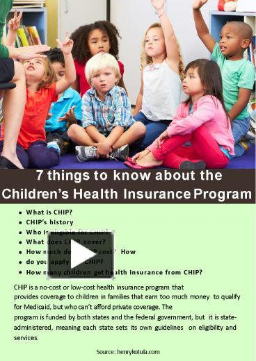 7 things to know about the Children’s Health Insurance Program ...