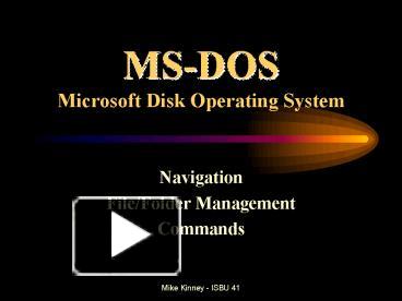 MSDOS Microsoft Disk Operating System presentation | free to view