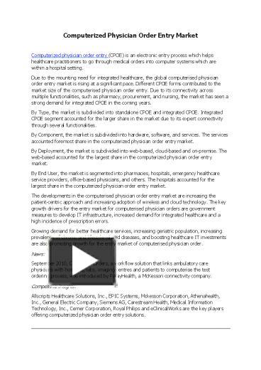 PPT – Computerized Physician Order Entry Market PowerPoint presentation ...