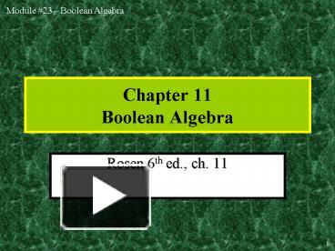 PPT – Chapter 11 Boolean Algebra PowerPoint presentation | free to view ...