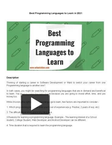 Best Programming Languages to Learn in 2021 presentation | free to download