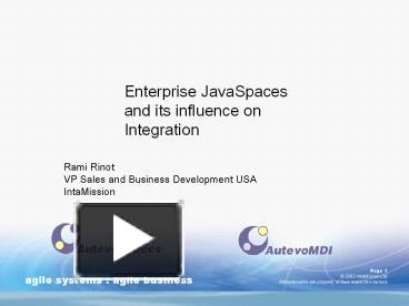 PPT – Enterprise JavaSpaces and its influence on Integration PowerPoint ...