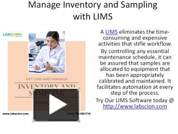 PPT – Manage Inventory and Sampling with LIMS PowerPoint presentation ...