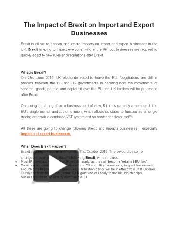 PPT – The Impact of Brexit on Import and Export Businesses PowerPoint ...