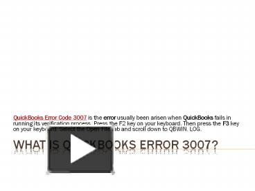 Fix QuickBooks POS Error Code 3007 presentation | free to download