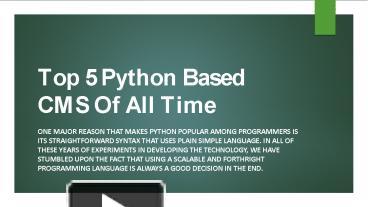 PPT – Top 20 Python Based CMS Of All Time PowerPoint presentation ...