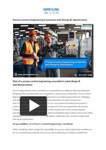 PPT – Process Control Engineering Consultant with Design & Optimisation ...
