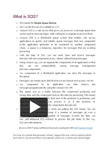 What is SQS | SQS Queue Types presentation | free to download