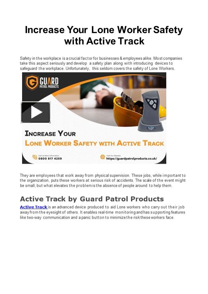 PPT – Increase Your Lone Worker Safety with Active Track PowerPoint ...