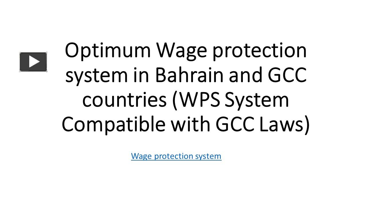 Optimum Wage protection system in Bahrain and GCC countries ...