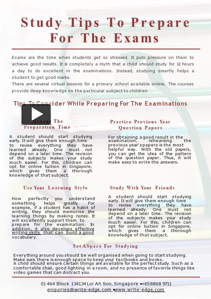 Study Tips To Prepare For The Exams Presentation Free To Download