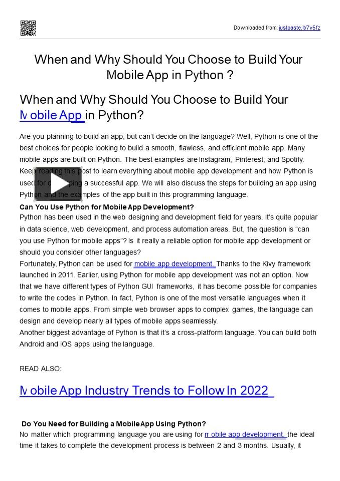 When and Why Should You Choose to Build Your Mobile App in Python ...