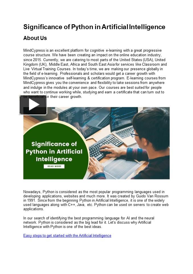 PPT – Significance of Python in Artificial Intelligence PowerPoint ...