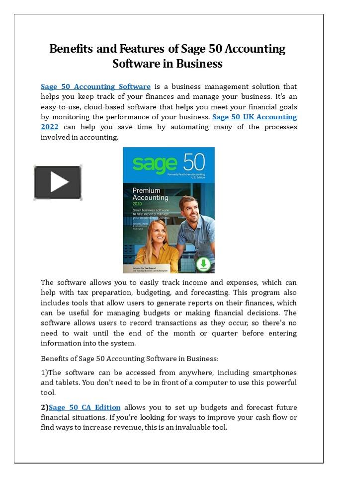 PPT – Benefits and Features of Sage 50 Accounting Software in Business ...