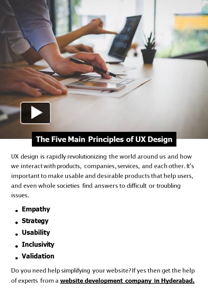 The Five Main Principles of UX Design presentation | free to download