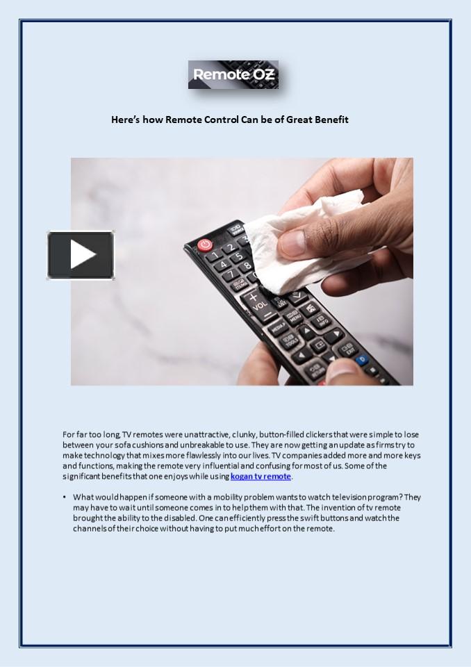 PPT – Here’s how Remote Control Can be of Great Benefit PowerPoint ...