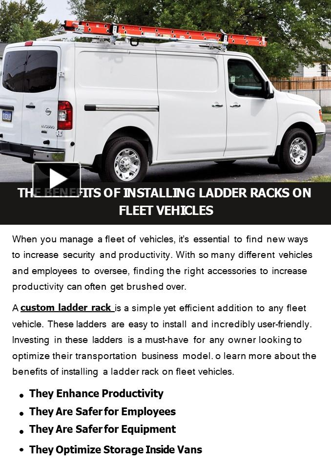 THE BENEFITS OF INSTALLING LADDER RACKS ON FLEET VEHICLES presentation ...