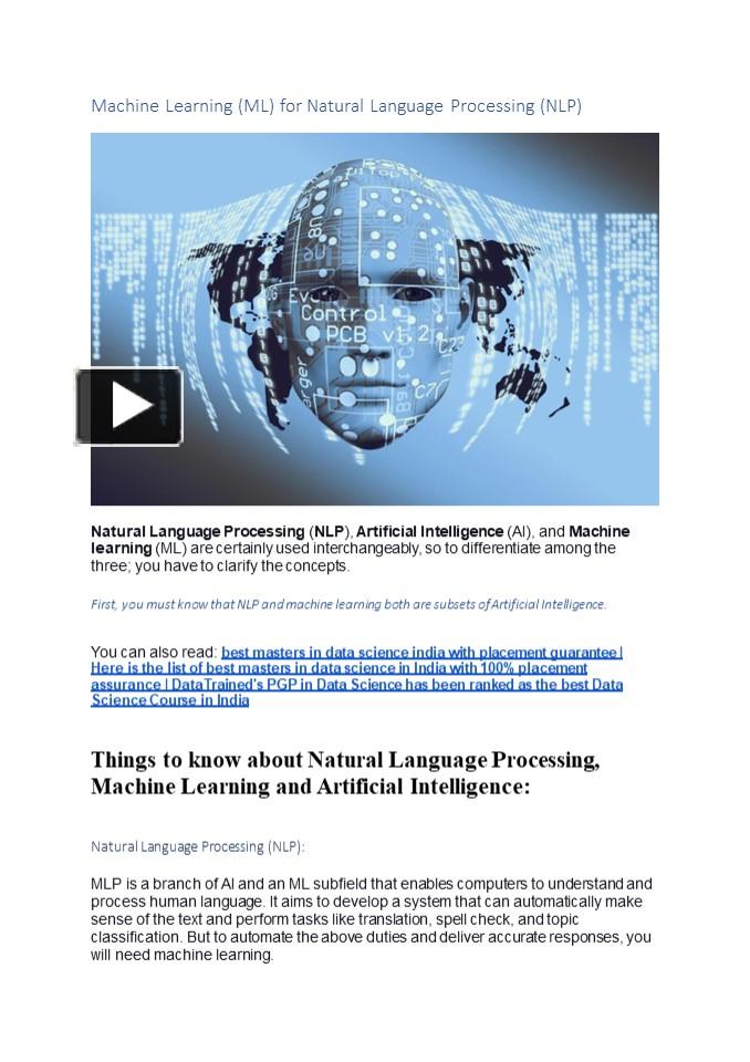 PPT – Machine Learning (ML) for Natural Language Processing PowerPoint ...