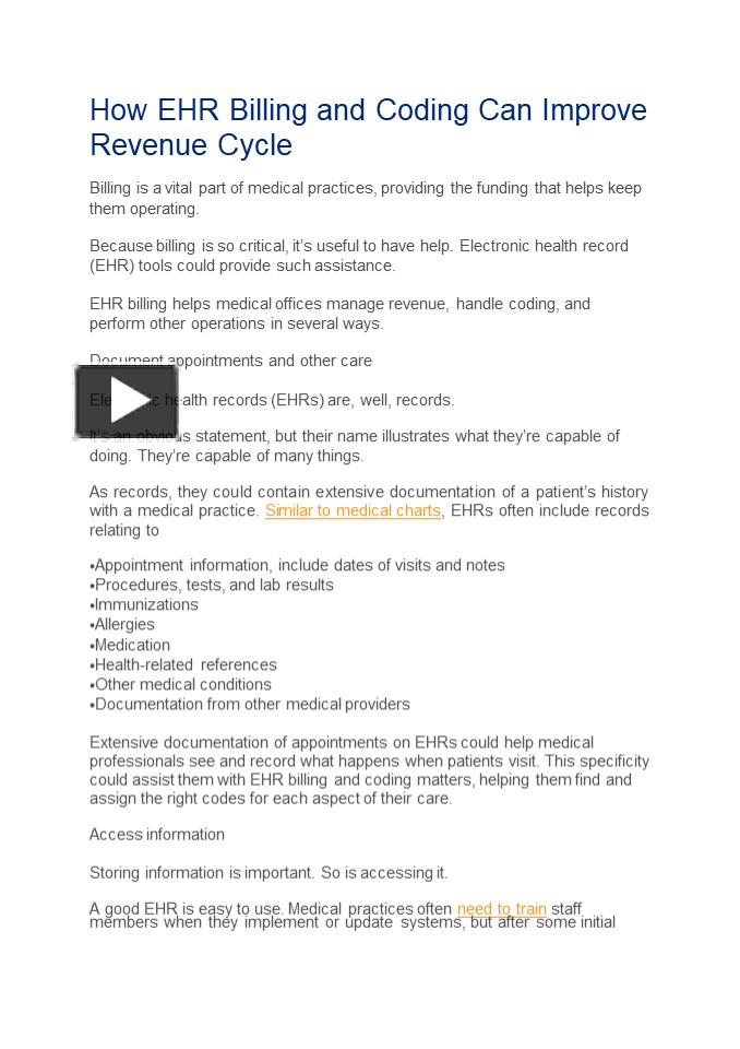 PPT – How EHR Billing and Coding Can Improve Revenue Cycle PowerPoint ...