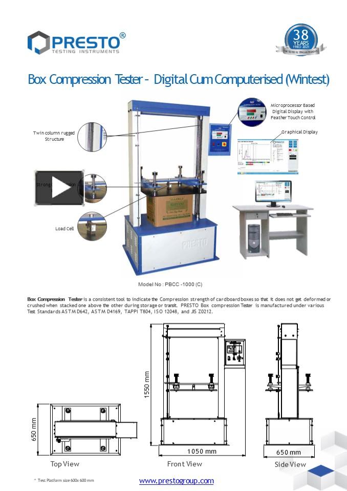 Get best quality box compression tester for your Paper & Packaging ...