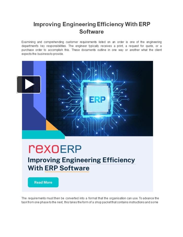 Improving Engineering Efficiency With ERP Software presentation | free ...