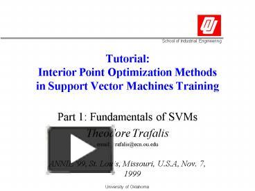 PPT – Tutorial: Interior Point Optimization Methods in Support Vector ...