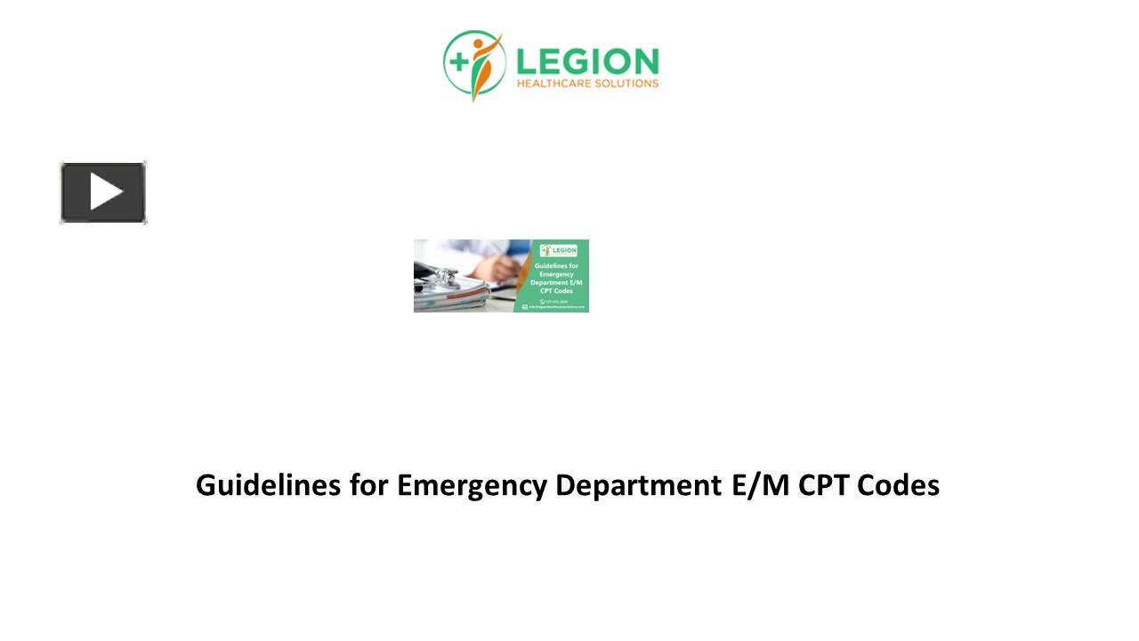 Guidelines for Emergency Department E/M CPT Codes presentation | free ...