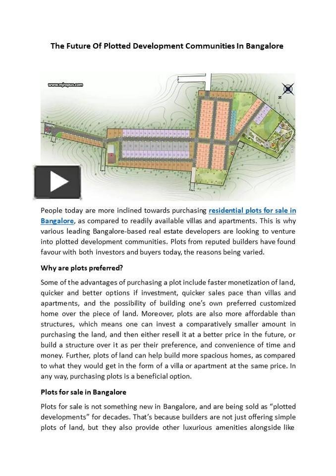 The Future Of Plotted Development Communities In Bangalore presentation ...