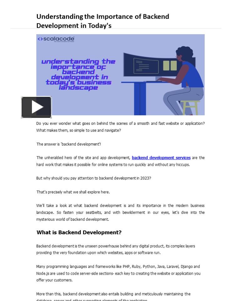 PPT – Understanding the Importance of Backend Development in Today's ...