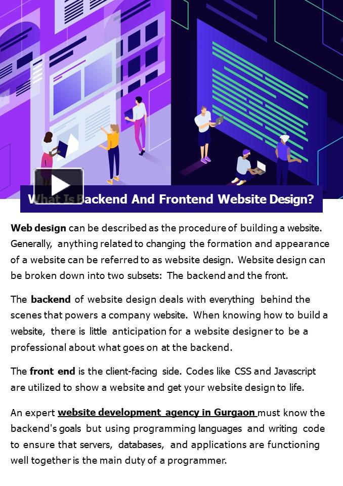 What Is Backend And Frontend Website Design? presentation | free to ...