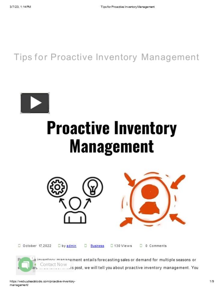Tips for Proactive Inventory Management presentation | free to download
