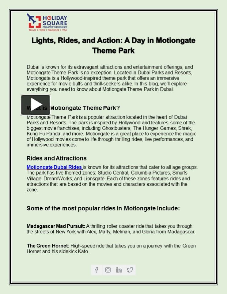 Lights, Rides, and Action: A Day in Motiongate Theme Park presentation ...