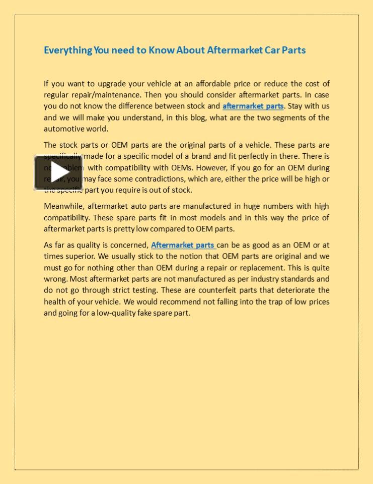 PPT – Everything You need to Know About Aftermarket Car Parts ...