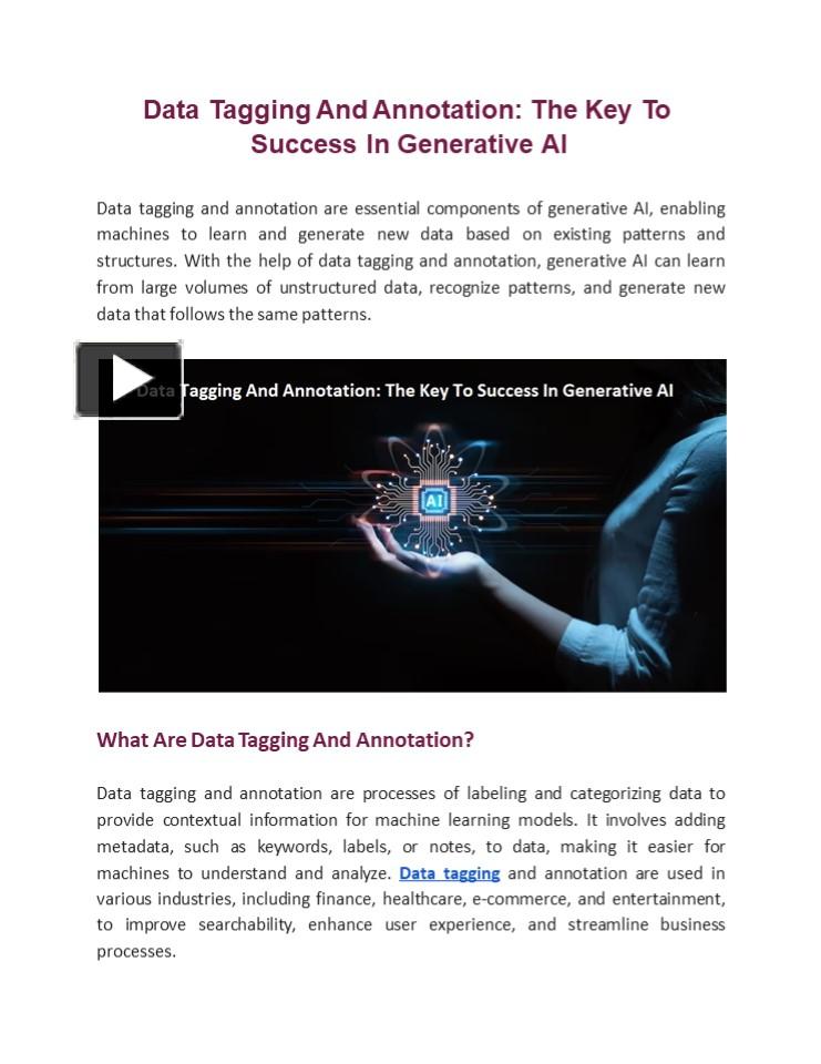 Data Tagging And Annotation: The Key To Success In Generative AI ...