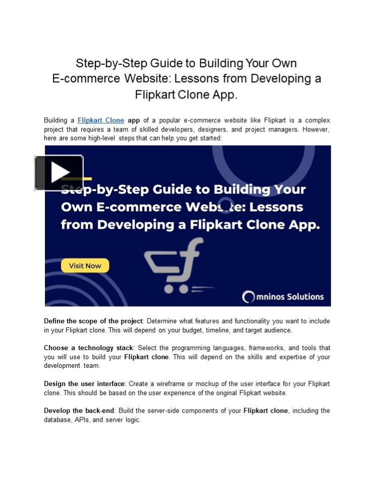 Step-by-Step Guide to Building Your Own E-commerce Website: Lessons ...